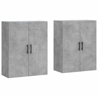 vidaXL Armario De Pared 2 Unidades Gris Hormig&oacute;n 69,5x34x90 Cm Vidaxl
