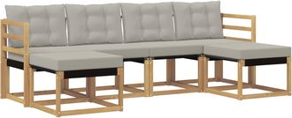 vidaXL Conjunto De Sof&aacute;s De Exterior 6 Uds. Blanco Y Gris Claro Vidaxl