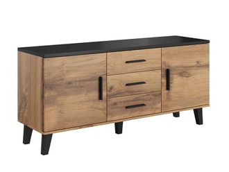 Mirjan24 Mobilier1 - Mueble Tv Larfloi 107, Roble Wotan + Negro, N&uacute;mero De Puertas: 0, N&uacute;mero De Cajones: 0, 150x69x45cm