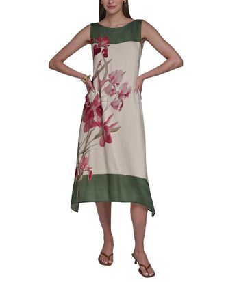Halston Heritage Orchid Print Midi Dress