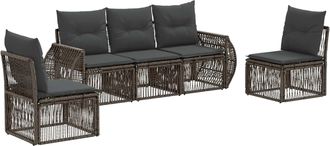 vidaXL Conjunto De Sof&aacute;s De Jard&iacute;n 5 Uds. Gris Y Gris Oscuro Vidaxl