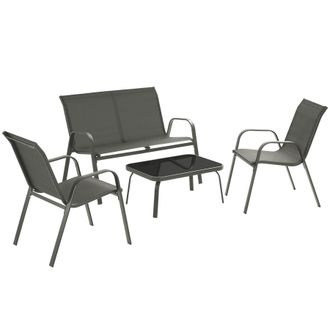 TecTake Garden Furniture Set Nora in Dark Grey | Size: 4 Person