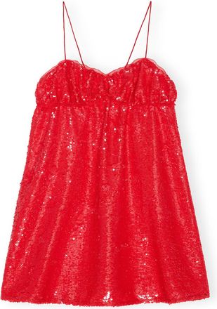 Ganni Red Sequins Mini Dress - Size 10/12