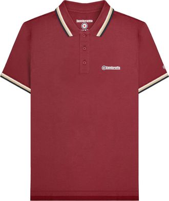 Lambretta Herenpoloshirt met drie punten (Bourgondi&euml;/Cr&egrave;me/Navy)