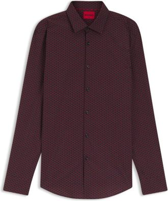 HUGO BOSS Printed slim-fit shirt in cotton poplin