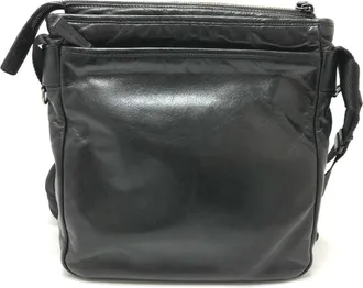 Prada Black Leather Messenger Bag Shoulder Bag (Pre-Owned)