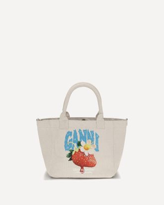 Ganni Small Easy Shoulder Bag with strawberry print Female UNI