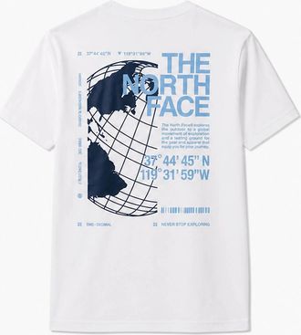 The North Face Mens The North Face Mens T Shirts Globe Reload Relaxed Fit Crew Neck Short Sleeve Cotton Tee - White - Size: 36