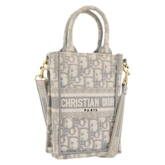 Dior Pre-owned Tote Bags, female, Gray, Size: ONE SIZE Pre-owned Trotter Canvas Hand Bag