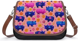 Generic Spring Flowers Pigs Small Womens Crossbody Bags Shoulder Handbag with Adjustable Strap for Travel