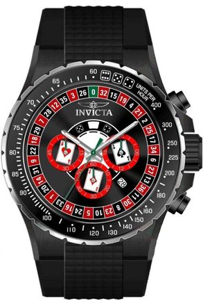 Invicta Aviator 49849 Heren Horloge - Quartz Uurwerk - Roestvrij Staal met rode Wijzerplaat - 50mm