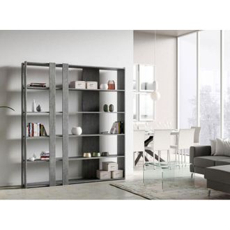 Itamoby Librer&iacute;a De Pared Gris Dise&ntilde;o Moderno 6 Estantes Casa Oficina Kato C Concrete