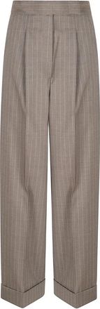 Max Mara Manetta Broek - Dames - Wijde Broeken - Bruin - XS - Wol - Broeken