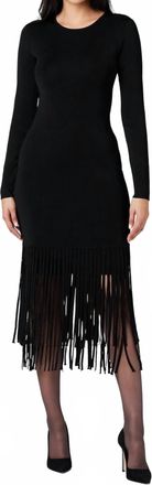 Toccin Darby Long Sleeve Fringe Midi Dress In Jet