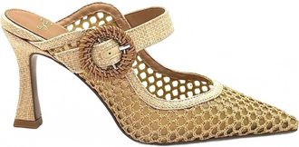 Ex&eacute; Womens Lamina Honeycomb Buckle Mules In Natural