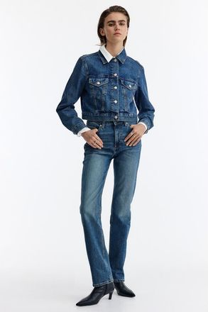 H&M Slim straight high waist jeans in Denim Blue at Nordstrom, Size 14