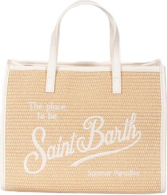 MC2 Saint Barth Rectangular Woven Tote Bag with Natural Straw Texture