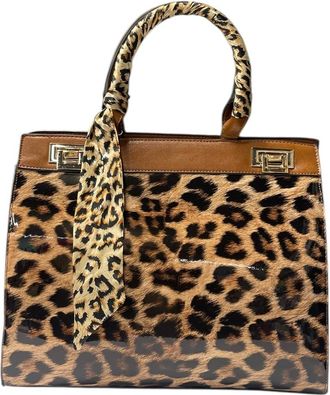 Generic Womens Faux Patent Handbag Luxury Tote Bag Crossbody Fashion Shoulder Bag (Brown)