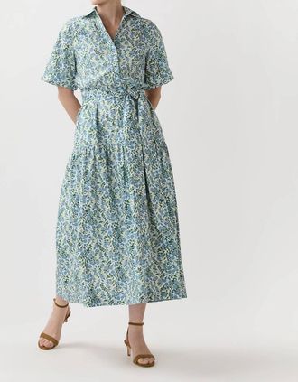 Ann Mashburn Womens Nathalie Dress In Blue/green