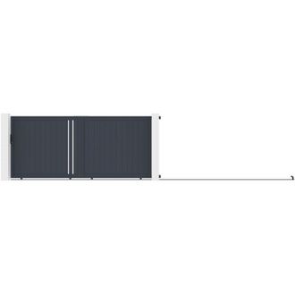 Vente-Unique Cancello scorrevole in alluminio semi-traforato L421 x H180 cm antracite - TOROMA