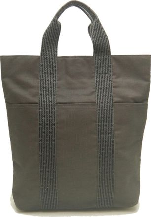 Herm&egrave;s Gray Nylon Tote Bag (Pre-Owned)
