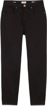 Oltre Broeken, Dames, Zwart, XL, Katoen, Skinny broek met juweelknoop