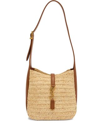 Saint Laurent Borsa tote Le 5 &agrave; 7 in rafia - Toni neutri