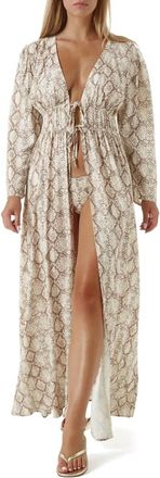 Melissa Odabash Farrah Open Front Kaftan In Snake