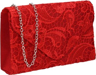 Swankyswans Rachel Womens Lace Detail Party Prom Wedding Evening Clutch Bag Purse (Red)