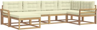 vidaXL Conjunto De Sof&aacute;s De Exterior 5 Uds. Blanco Y Crema Poli&eacute;ster Vidaxl