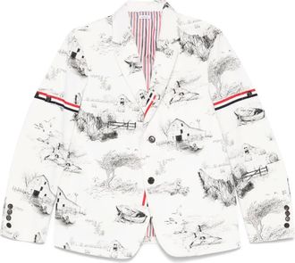 Thom Browne Blazer con stampa - Bianco