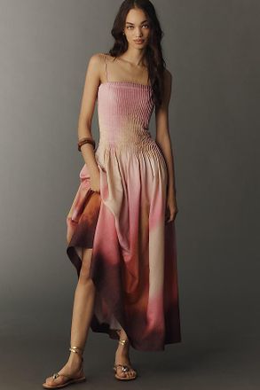 AMUR Grecia Pleated Sleeveless Maxi Dress