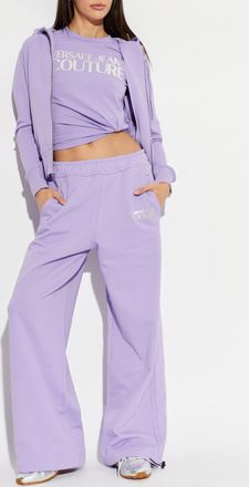 Versace Jeans Couture T-shirt With Printed Logo, Womens, Purple