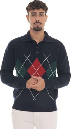 Baracuta Polo manica lunga con taschino Blu Baracuta Uomo