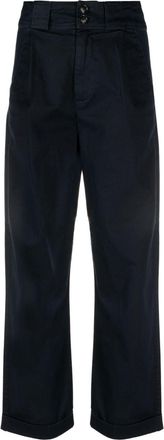 Woolrich high-waisted wide-leg trousers - women - Cotton/Elastane - 27 - Blue