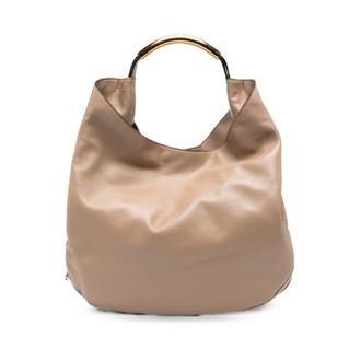 Moschino Top Handle Tas met Logo Letters - Dames - Handtassen - Beige - ONE Size - Nylon - Tassen