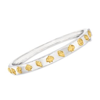 Ross-Simons Two-Tone Sterling Silver Seashell Bangle Bracelet