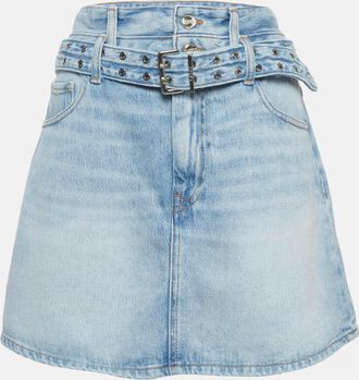 Ganni Ganni Blue Denim Belted Mini Skirt L/waist