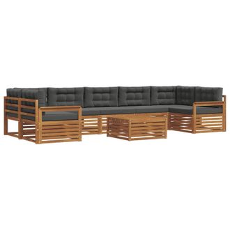 vidaXL Conjunto De Sof&aacute;s De Exterior 8 Uds. Natural Y Antracita Vidaxl