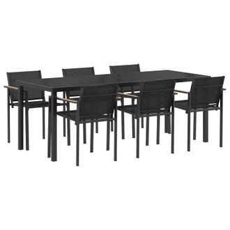 vidaXL Juego De Muebles De Exterior 7 Pcs Negro Y Antracita Textileno Vidaxl