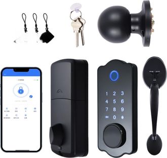 OEM Cerradura Inteligente Para Puerta, Resistente Al Agua, 5 En 1, Aplicaci&oacute;n Ttlock, Tarjeta Ic, 150 C&oacute;digos, Lector De Huellas Dactilares, Con Manilla (