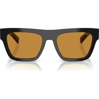 Prada 54mm Rectangular Sunglasses in Black /Dark Honey at Nordstrom