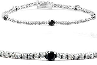 Pompeii3 2 Ct Black & White Diamond Tennis Bracelet 14k White Gold 7