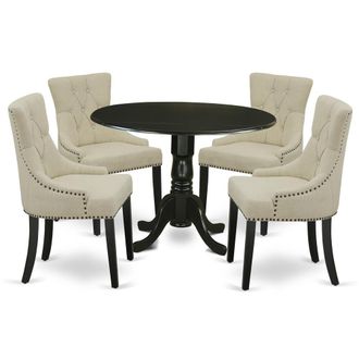East West Furniture Dining Room Set Black, DLFR5-BLK-02