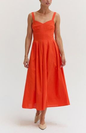 Crescent Bustier Cotton Midi Dress in Poppy at Nordstrom, Size X-Small