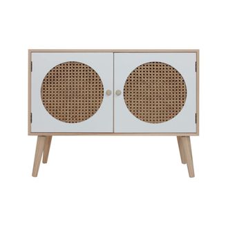 Mobili Rebecca Mobili Rebecca - Rebecca Mobili Mueble Bajo Para Tv C&oacute;moda Multiusos Con 2 Puertas De Madera Blancas Y Marrones