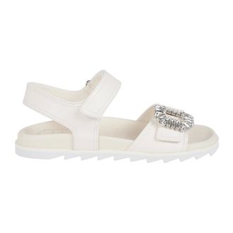 Roger Vivier Flat Sandals, female, White, Size: 7 US Leather Slides