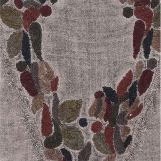 Faliero Sarti Womens Wool-Blend Scarf Ariko With Embroidery Grey Scarfs