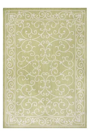 Jonathan Y Designs Charleston Vintage Filigree Textured Weave Indoor/Outdoor Area Rug in Green/cream at Nordstrom, Size 5Ft 0In X 5Ft 0In