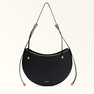 Furla Moonstone Borsa A Spalla S Nero Nero Pelle Di Vitello Sidney Donna